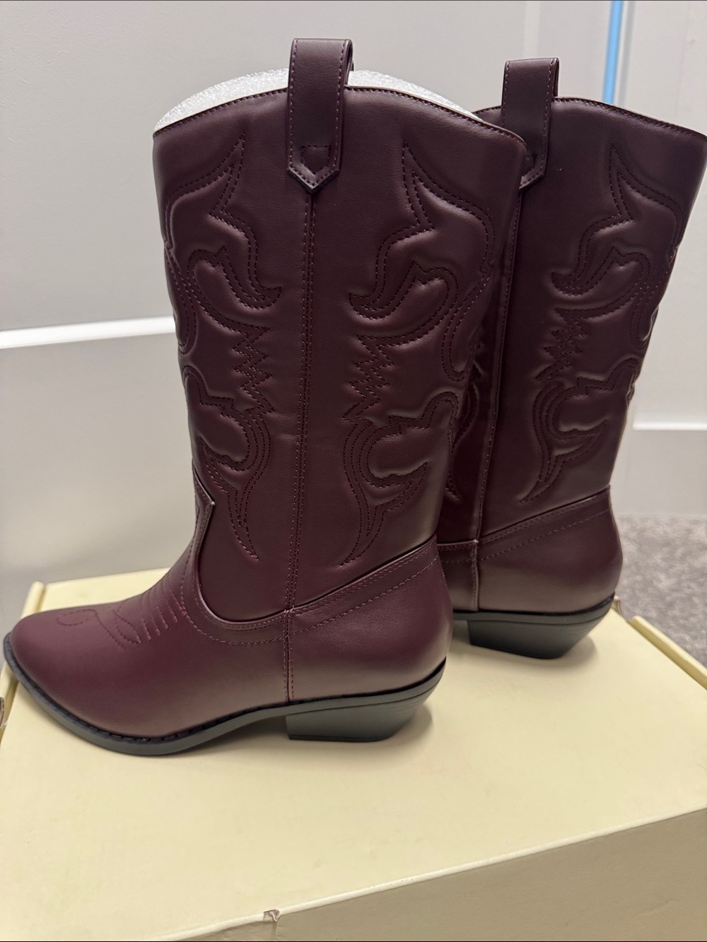 Women's Burgundy/Brown Western Mid-Calf Cowboy Boots